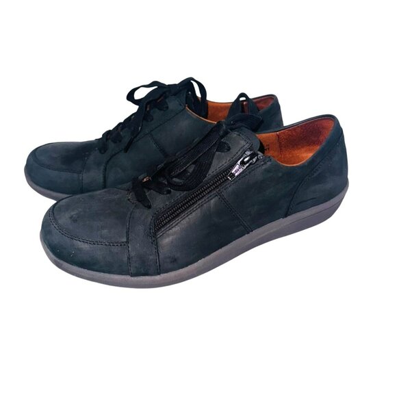 Vionic Abigail Lace-up Arch Support Shoes Black Leather Zip up Comfort Cushion - Picture 5 of 14